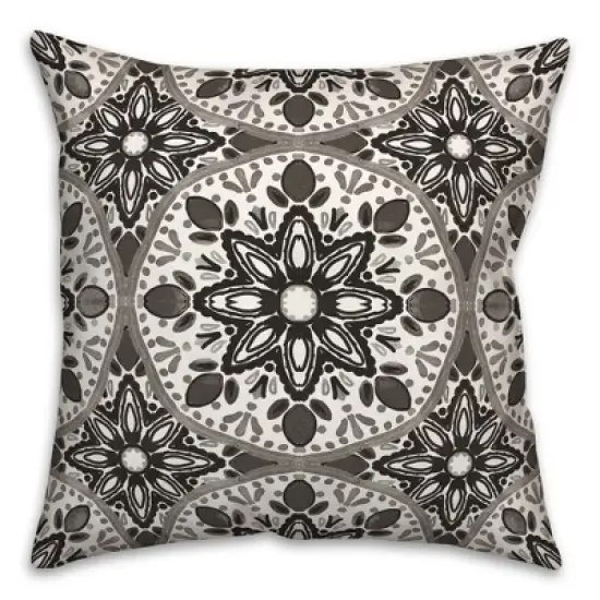 Creative Products Faded Black Gray Medallions 18x18 Indoor / Outdoor Pillow image {1}