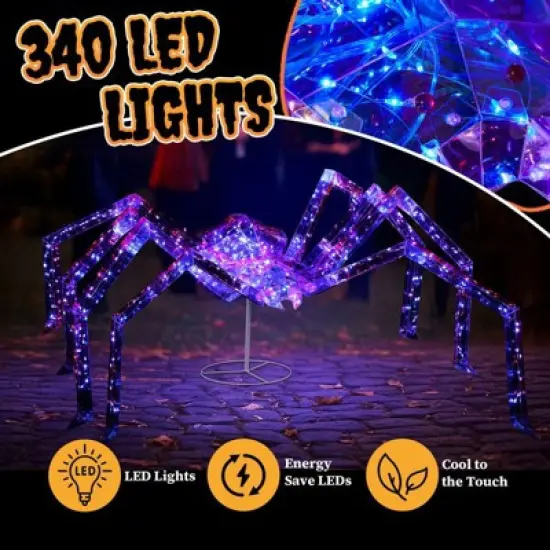 Karl Home 3ft  Halloween Lighted Spider with 340 Lights Outdoor Decoration image {3}