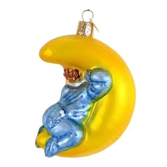 Old World Christmas Dreamtime Boy  -  One Ornament 4 Inches -  Moon Ornament  -  10241  -  Glass  -  Multicolored image {1}