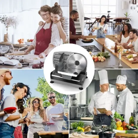 Aemego Food Slicer with Removable Stainless Steel Blade, Adjustable Thickness Black image {8}