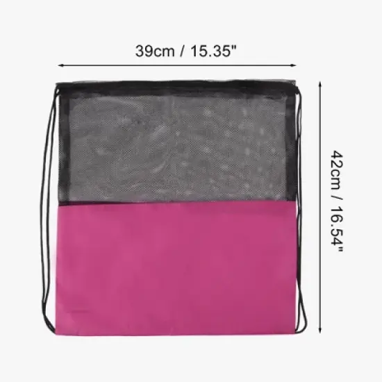 Unique Bargains Drawstring Backpacks Polyester Rose Red 1 Pc image {1}