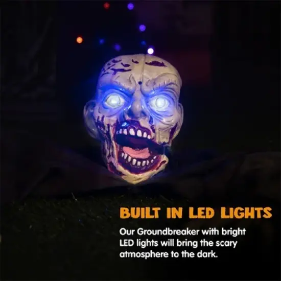 Joyfy Halloween Outdoor Decoration Animated Zombie Groundbreaker with Flashing Eyes for Halloween Yard, Lawn, Patio, Haunted House Decor image {4}