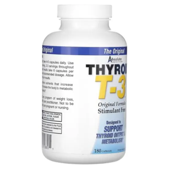 Absolute Nutrition Thyroid T-3, Original Formula, 180 Capsules image {3}