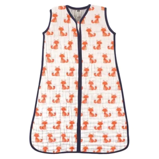 Hudson Baby Infant Boy Muslin Cotton Sleeveless Wearable Sleeping Bag, Sack, Blanket, Foxes image {2}