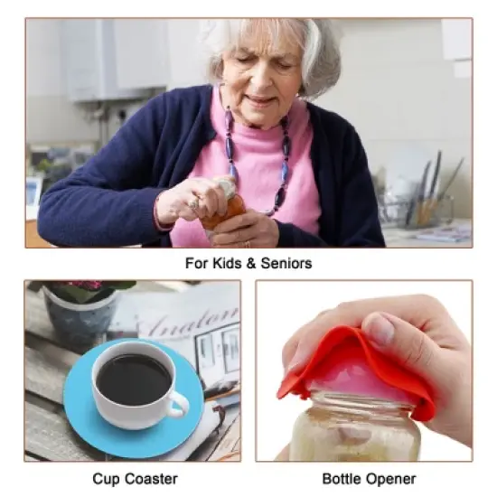 Unique Bargains Silicone Flexible Odorless Heat-resistant Jar Opener Pad Black 4 Pcs image {4}