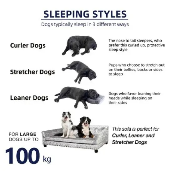 L/XL High-end Soft Velvet Pet Dog Sofa Bed Jumbo Dog Lounger Memory Foam Mattress for Comfort Sleep & Joint Support image {3}