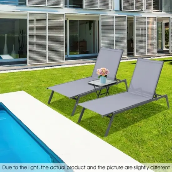 Costway Patio Lounge Chair Chaise Recliner 6-Position Adjustable Back Garden Poolside image {9}