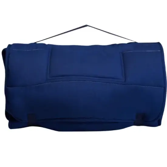 Everyday Kids Navy Nap Mat with Removable Pillow &ndash; Soft, Roll-Up Sleeping Bag with Handle and Straps &ndash; For Kids Ages 3&ndash;6, Preschool & Travel image {5}