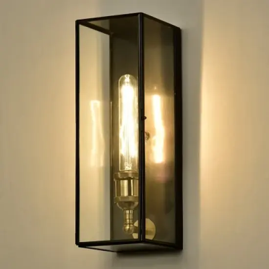 C Cattleya Dark Bronze Outdoor Wall Lantern with Tempered Clear Glass Shade, Anti-Rust image {2}