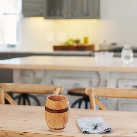 Vintiquewise Decorative Wine Barrel Shaped Wooden Pen Holder for Office Desk, or Entryway image {1}