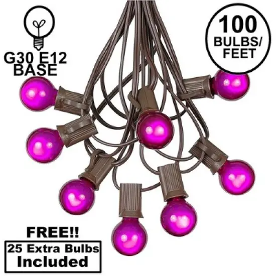 Novelty Lights 100 Feet G30 Globe Outdoor Patio String Lights, Brown Wire image {9}