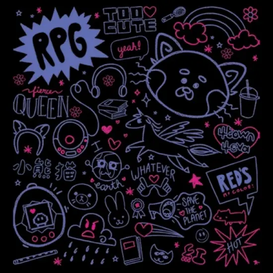 Junior's Turning Red Doodle Collage T-Shirt image {1}