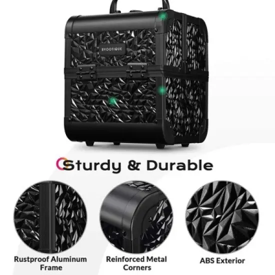 Byootique Makeup Train Case Cosmetic Organizer w/ Mirror Mermaid image {4}