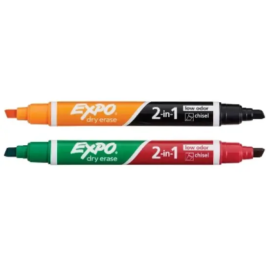 Expo Dual 2-In-1 Dry Erase Markers Chisel Tip 2/PK Ast 1944654 image {2}
