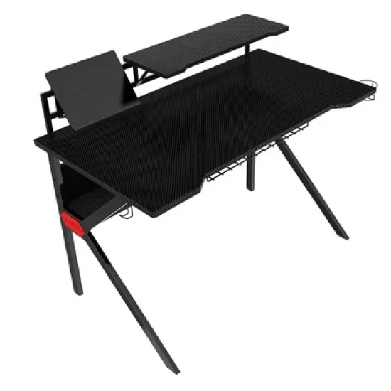 PVC Coated Ergonomic Metal Frame Gaming Desk with K Shape Legs Black - The Urban Port image {2}