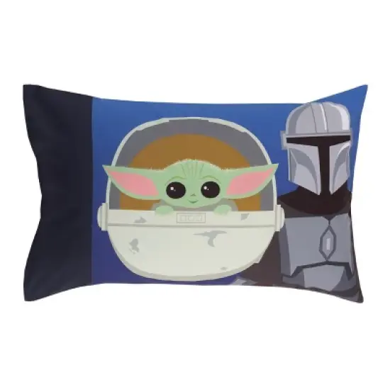 Star Wars The Mandalorian and The Child Grogu Blue, and Yellow, and Orange Din Djarin Twin Suns 4 Piece Toddler Bed Set image {5}