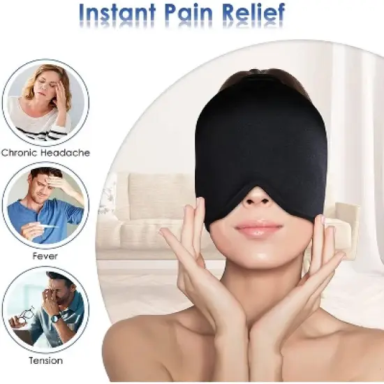 Maison Products Headache Relief Form Fitting Gel Ice Cap for Migraine, Hot Cold Therapy Migraine Ice Head Wrap, Puffy Eyes, Tension, Sinus, Stress Relief image {2}