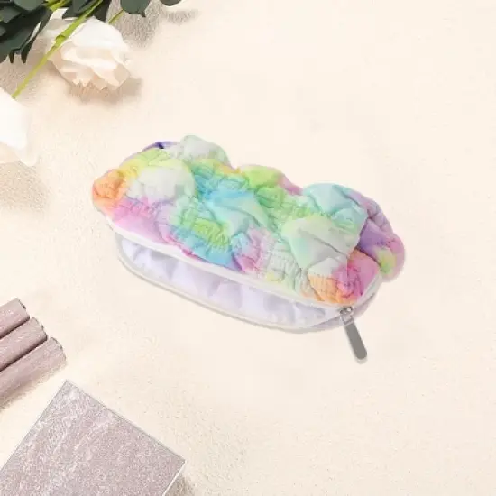 Unique Bargains Ruffled Clouds Rainbow Bubbles Grid Makeup Bag Small 1 Pc image {2}