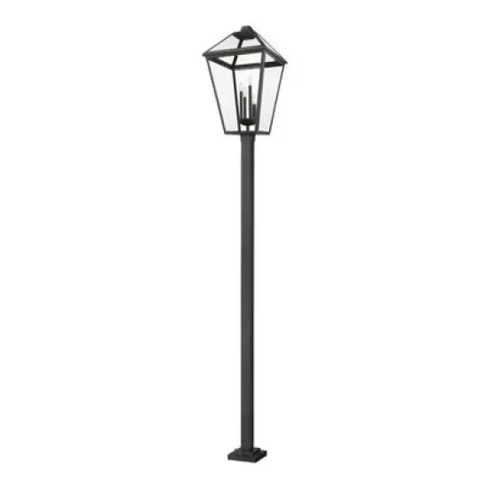 Talbot Outdoor Glass Pendant Light - 4 Bulbs, Dimmable, 19.5" x 128.25", Black Finish image {2}