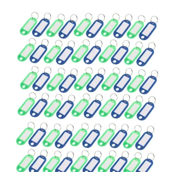Unique Bargains Plastic Luggage ID Label Name Tag Badge Clip Holder Keyring 100 Pcs Blue Green image {4}