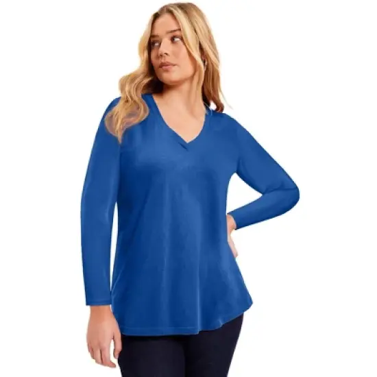June + Vie by Roaman's Women&rsquo;s Plus Size Long-Sleeve V-Neck One + Only Tee image {13}