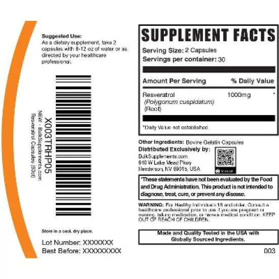 BulkSupplements Resveratrol Capsules image {5}