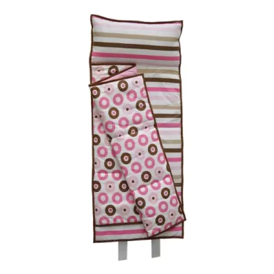 Bacati - Mod Dots/Stripes Pink Fuchsia Beige Brown Toddler Nap Mat image {3}