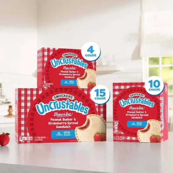 Smucker's Uncrustables Frozen Peanut Butter & Strawberry Jam Sandwich image {9}