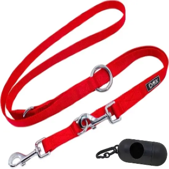 DDOXX 6.6 ft 3-Way Adjustable Nylon Medium Dog Leash - Red image {2}