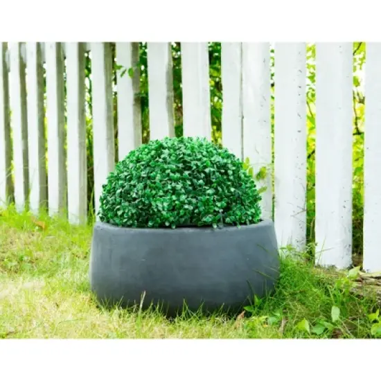 Rosemead Home & Garden, Inc. 20" Wide Kante Lightweight Concrete Outdoor Bowl Planter Pot Charcoal Black image {3}