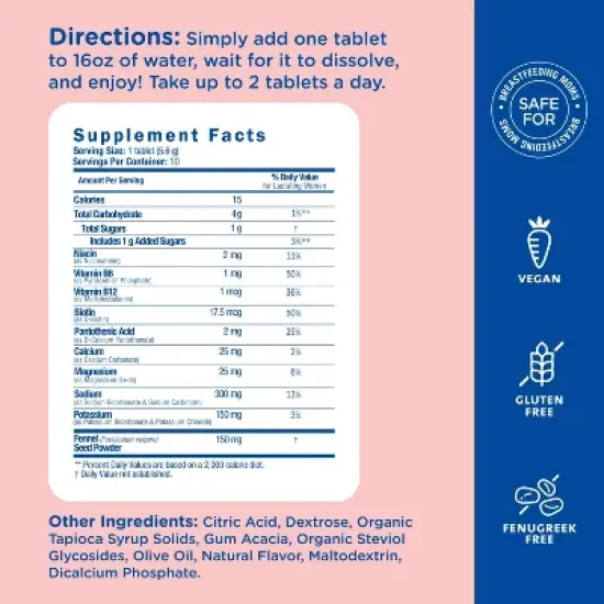 Mommy's Bliss Lactation Hydration Drink Tablets - Lemon Lime - 10ct image {4}