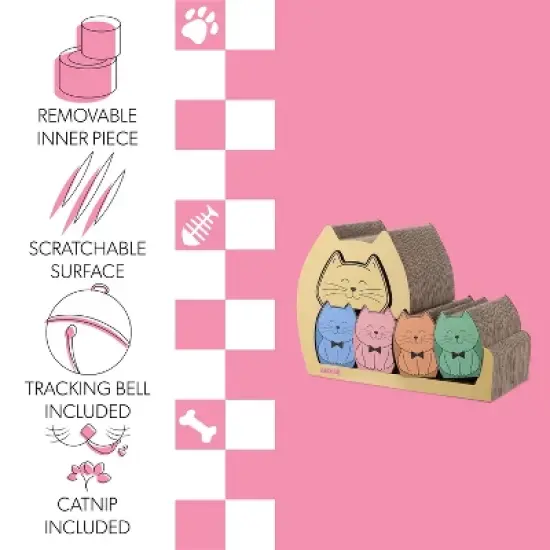 THE LICKER STORE Kazoku Modern Cardboard 5-in-1 Family Cat Cave Scratcher with Catnip and Pull-Out Design image {2}