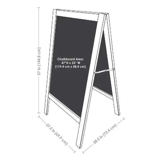 Sunnydaze Double-Sided Magnetic A-Frame Chalkboard with Chalk Markers - 48 in x 24 in image {2}