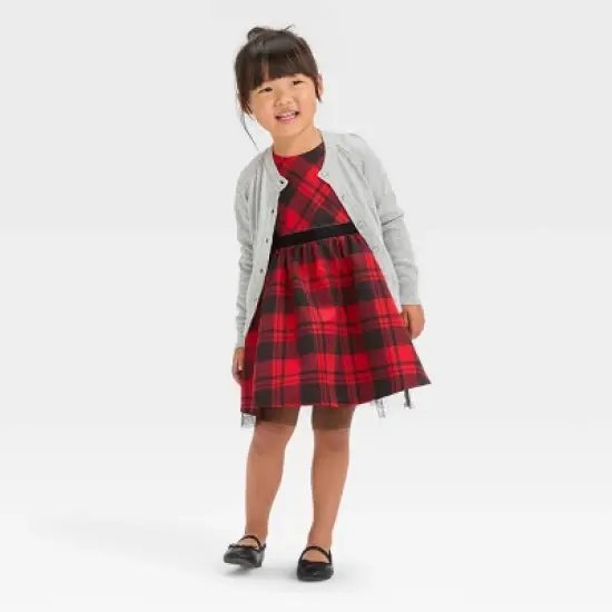 Toddler Girls' Plaid Dress - Cat & Jack&trade; Red image {2}