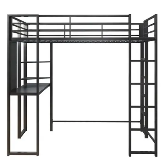 Twin Adele Loft Bed with Desk Black - Room & Joy image {5}