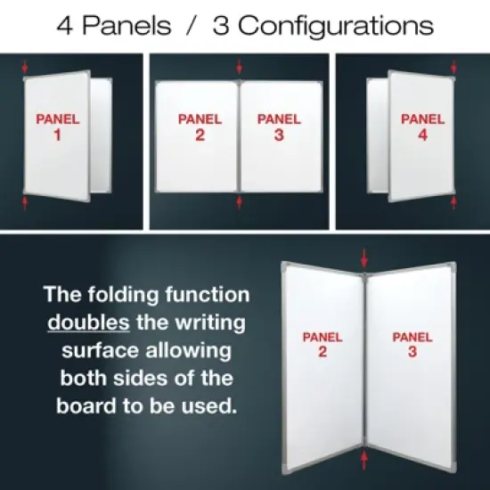 Excello Global Products 40" x 60" Wall Mounted Split Folding Whiteboard image {1}