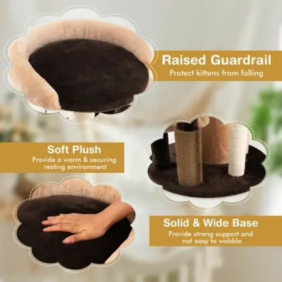 Costway 40'' Cat Tree Tower Multi-Level Activity Tree with 2-Tier Cat-Hole Condo image {6}