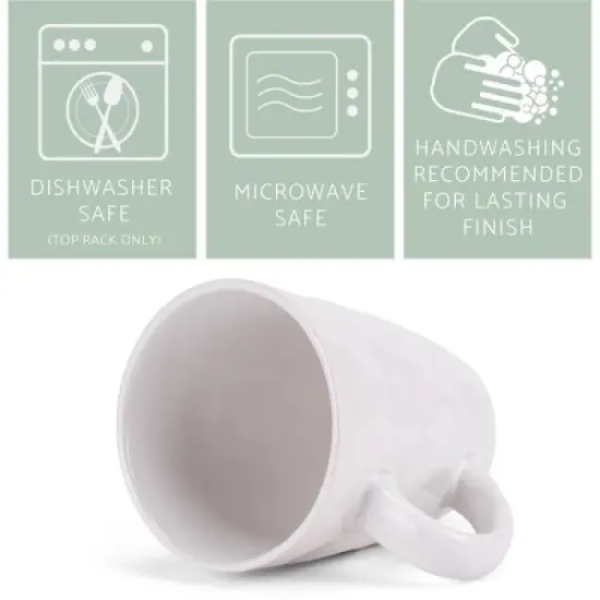 Elanze Designs Dimpled White 12 ounce Glossy Ceramic Mugs Matching Set of 4 image {2}