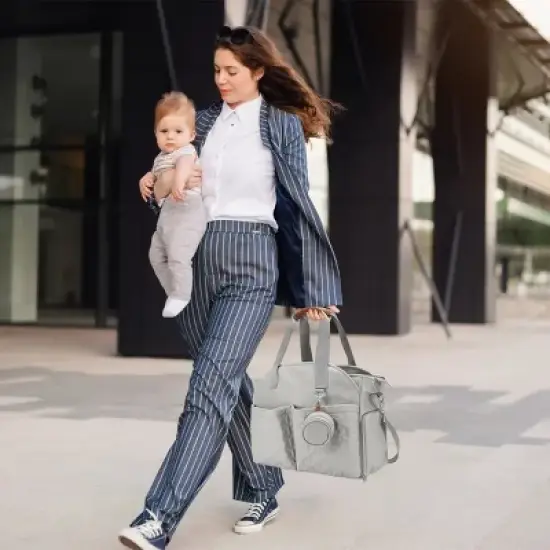 Racxily Breast Pump Bag Diaper Tote Bag with Detachable Shoulder Strap Side Pocket Free Baby Bibs Compatible image {7}