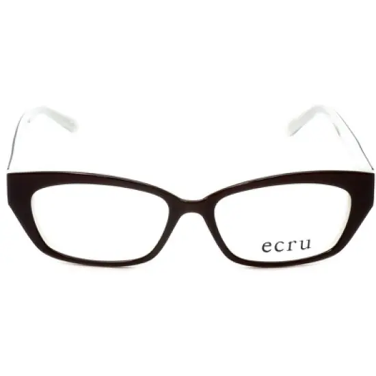 Ecru Authentic Designer Reading Glasses Bowie-002-50mm Brown Layered Ivory White image {1}