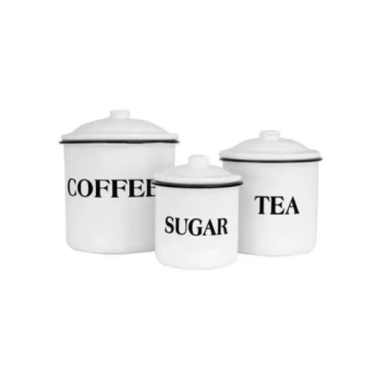 Storied Home Set of 3 'Coffee Tea Sugar' Metal Containers with Lid image {6}