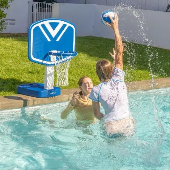GoSports Splash Hoop 2-in-1 Pool Basketball Hoop & Volleyball Net Game Set - Blue image {2}