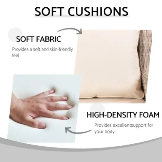 3-Seat Outdoor Couch Set with 2 Single Chairs and 2 Ottomans, Weather-Resistant Cushions, Steel Frame image {2}