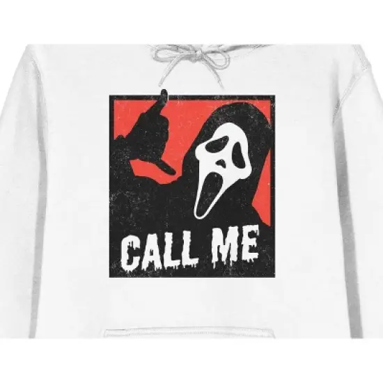 Ghostface Call Me Long Sleeve Men's White Hooded Sweatshirt image {1}
