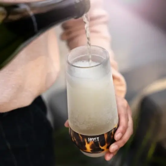 HOST Champagne Freeze Double-Walled Stemless Wine Glasses Freezer Cooling Cups with Active Cooling Gel, 9 Oz Plastic Tumblers, Brown Set of 1 image {7}