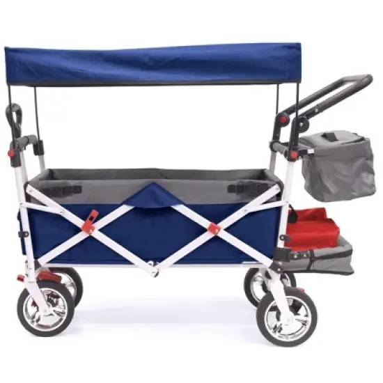 HOMLUX Push or Pull Folding Stroller Wagon with Canopy, Adjustable Handle, Removable Cooler image {8}