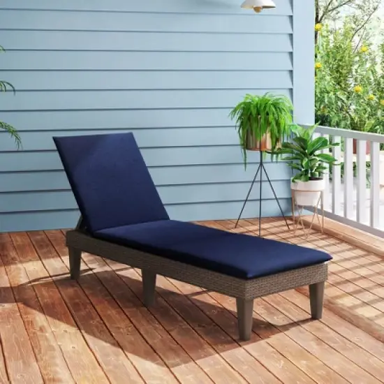 Costway Patio Lounge Chair Recliner Chair with 3-Position Adjustable Backrest & Cushion Blue/Gray/Orange/Red/White image {3}