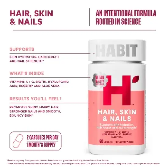 HABIT Hair Skin and Nails Vegan Capsules - 60ct image {2}