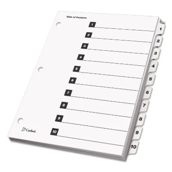 Cardinal Traditional OneStep Index System 10-Tab 1-10 Letter White 10/Set 61013 image {1}