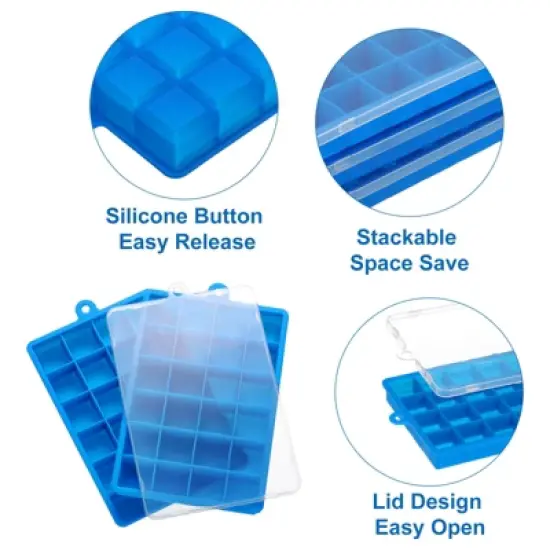 Unique Bargains Silicone Easy Release Ice Cube Trays with Lids image {2}